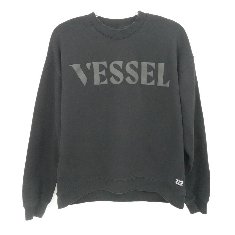 Vessel Sweatshirt Mens‎ XL Black Puff Print Crewneck Pullover Jumper Golf